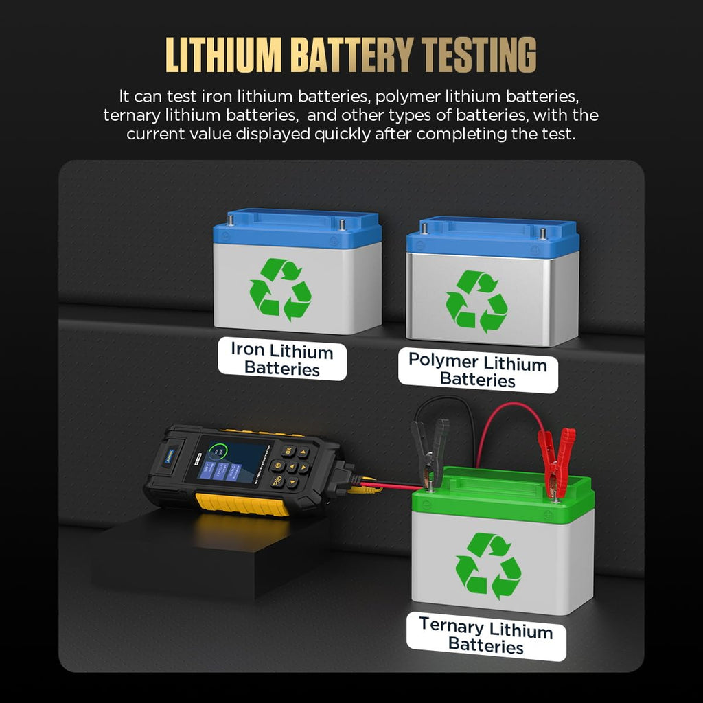 AUTOOL Car Battery Tester 12V 24V Automotive Battery Load Tester 30-2000 CCA, Battery Tester with Printer, Support Lithium Battery, Cranking & Charging & Leakage Test, Data Review Protection