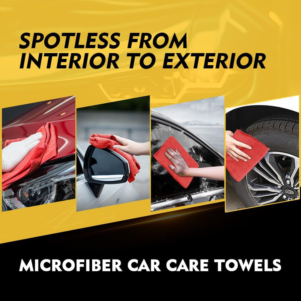 HOMEXCEL Red Microfiber Cleaning Cloth 12 Pack, 12.5 x 12.5 inch Microfiber Towels for Cars, Ultra Absorbent Car Washing Cloth, Lint Free Streak Free Cleaning Rags for Car, Kitchen, and Window