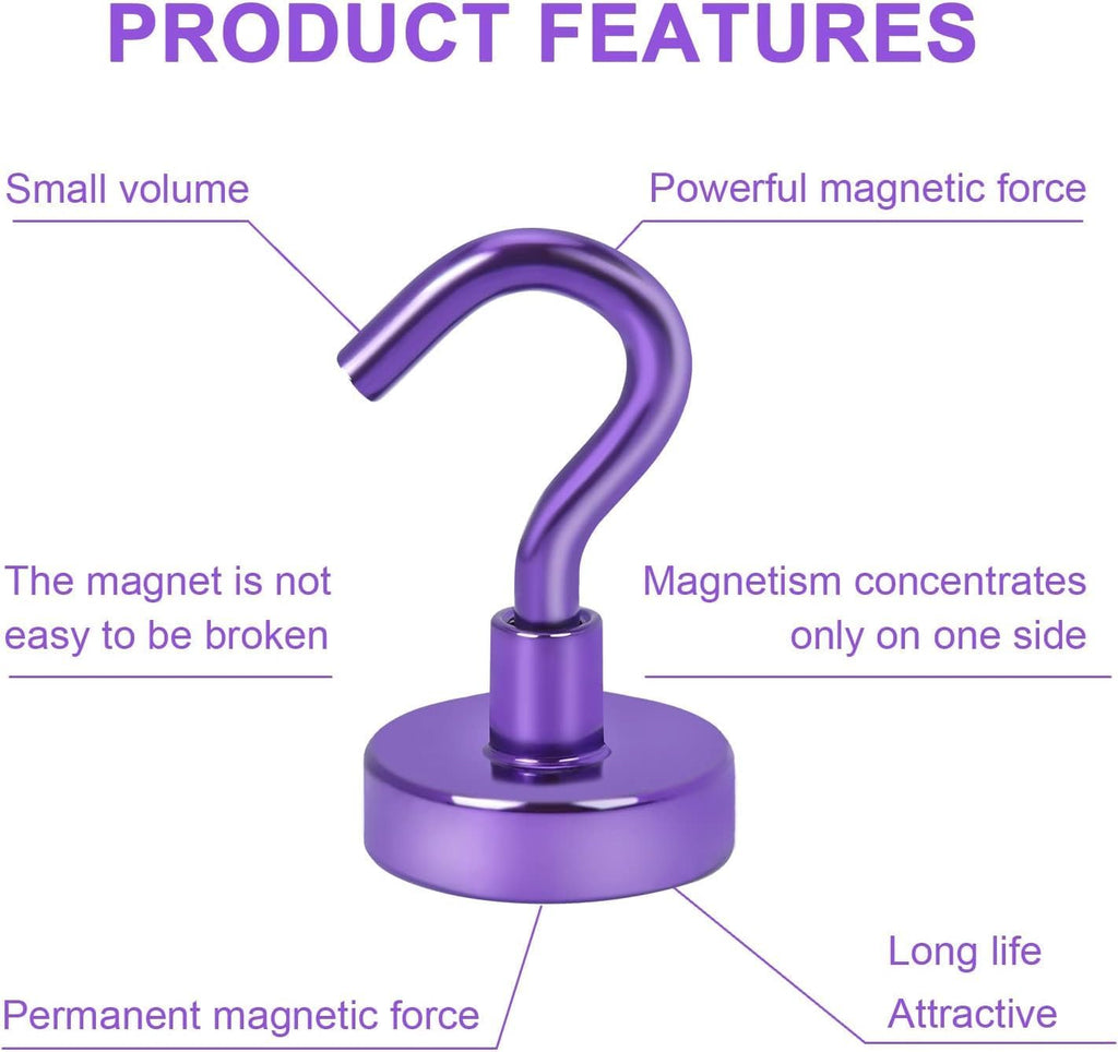 DIYMAG Magnetic Hooks, 30Lbs Strong Heavy Duty Cruise Magnet S-Hook for Classroom, Fridge, Hanging, Cabins, Grill, Kitchen, Garage, Workplace and Office Etc, (10 Pack-Purple)