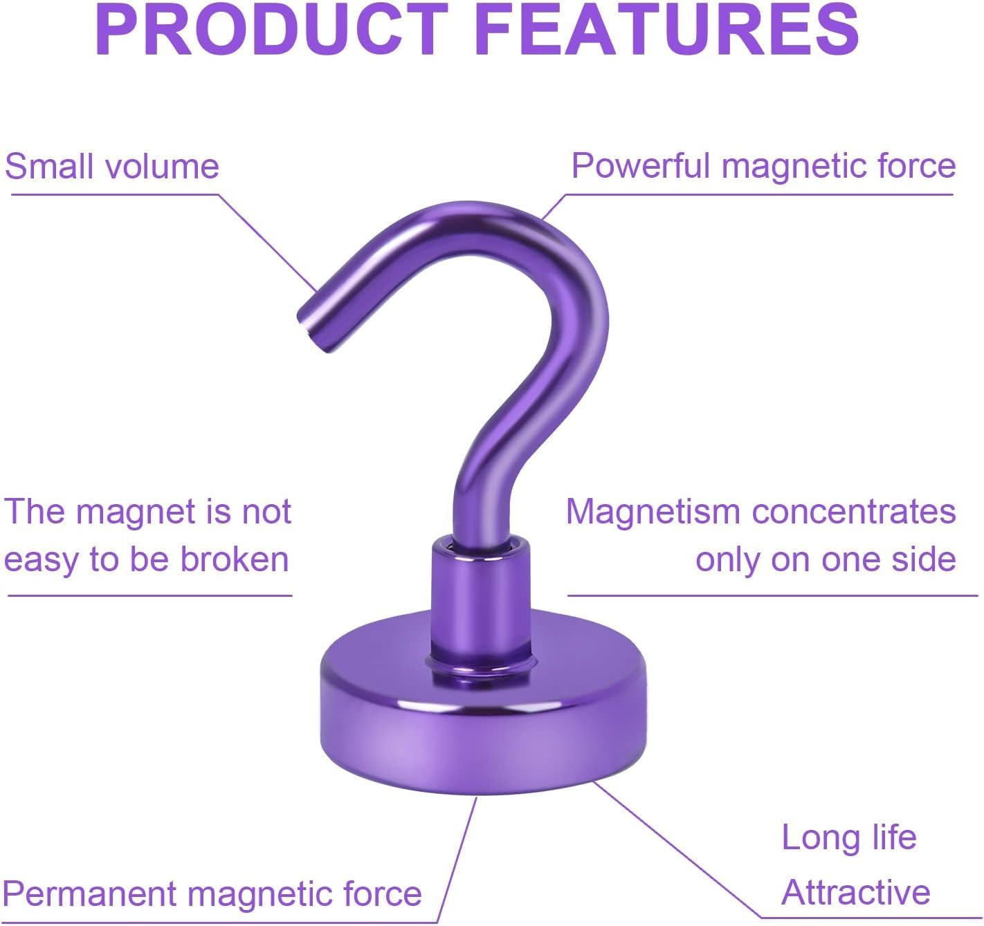 DIYMAG Magnetic Hooks, 30Lbs Strong Heavy Duty Cruise Magnet S-Hook for Classroom, Fridge, Hanging, Cabins, Grill, Kitchen, Garage, Workplace and Office Etc, (20 Pack-Purple)