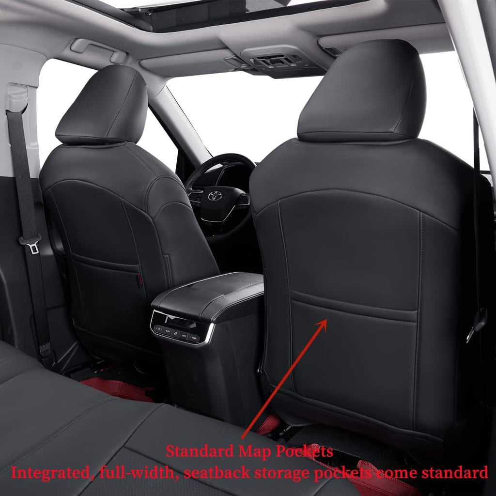 coverdream Camry Seat Covers Custom Fit for 2018-2024 Toyota Camry L LE SE SE Nightshade,Full Coverage Waterproof Leatherette Car Seat Protector (Full Set,Black)