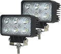 2PACK 18W Rectangle High Power 12/24 volt LED Work Light, 2400LM Foglight Waterproof Flood Driving Light for Tractor,Truck,ATV,Boat, 4x4 Offroad