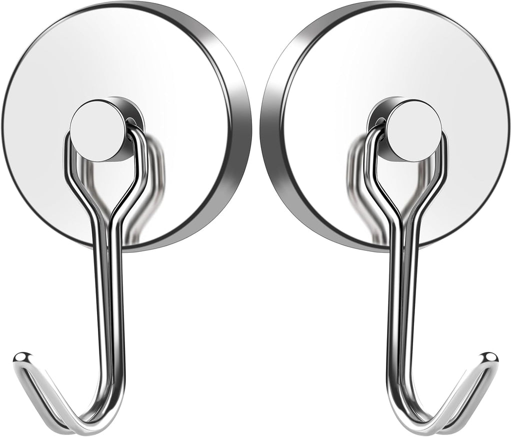 MIKEDE 110LB Magnetic Hooks, Neodymium Magnet Hooks for Hanging, Swivel Swing Magnetic Hook Heavy Duty, Strong Magnet with Hooks for Cruise, Kitchen, Camping, Door, Locker - 2 Pack