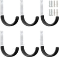 Heavy Duty Steel Garage Hooks,Garage Storage Utility Hooks,Heavy Duty Garage Garden Tool Organizer,Steel Wall Mount Hooks, Garden Hose Hanger, Small U Hooks (Black 6 Pack)
