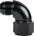 90 Degree 16AN Male to 16AN Female Swivel Full Flow Fitting Adapter Coupler Aluminum Black