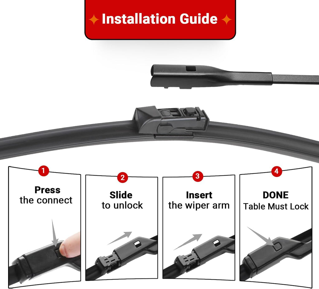 Windshield Wiper Blades Replacement for Subaru Crosstrek Impreza 2017 2018 2019 2020 2021 2022 2023 Original Factory Quality Front Rear Wipers Blade Set for My Car - 26" 16" 12" (Pack of 3)