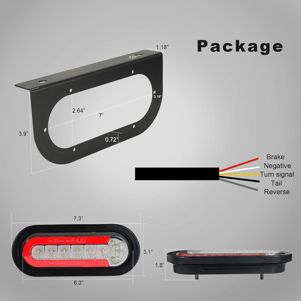 Agrieyes Trailer Lights with Bracket, Oval LED Trailer Lights with Sequential Turn Signal, Tail, Brake, Reverse, Submersible Boat Trailer Light kit for Trucks, Tractor, Utility Trailer, RV, Caravan