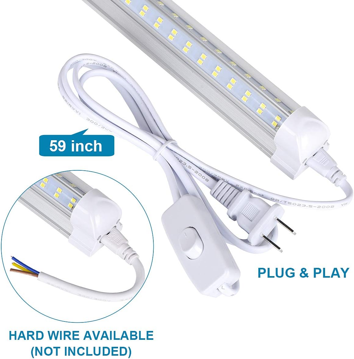 4 Pack,Led Shop Lights, 2FT Led Shop Light,30W 6000K 3500LM Clear White,Led Shop Light 2FT 110V Linkable Integrated V-Shape for Shop Garage,Warehouse