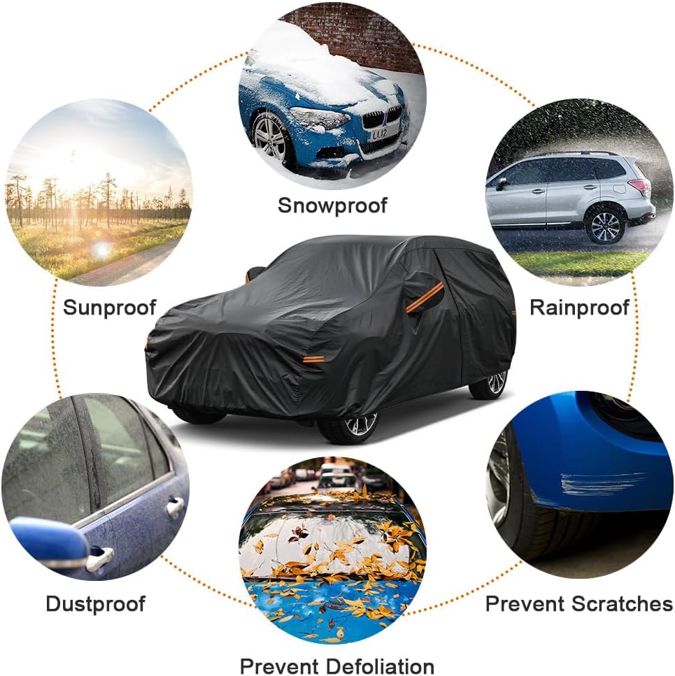 Kayme 7 Layers SUV Car Cover Custom Fit for BMW X5 (2007-2025) Waterproof All Weather for Automobiles, Outdoor Full Cover Rain Sun UV Protection.Black