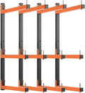 4 Pack Lumber Rack Wall Mount, Heavy Duty Wood Storage Racks, 6-Level System Organizer Shelving, 720 LBS Capacity Hanging Garage Shelves, Orange Brackets Utility Metal Shelf for Indoor and Outdoor