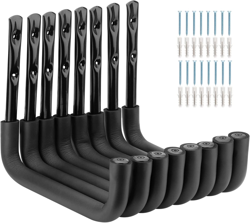 8 Pack Ladder Hooks 9.8Inch Garage Storage Utility Hook Heavy Duty Wall Mounted Storage Organizer Hanging Folding Chair Bike Ski Tool