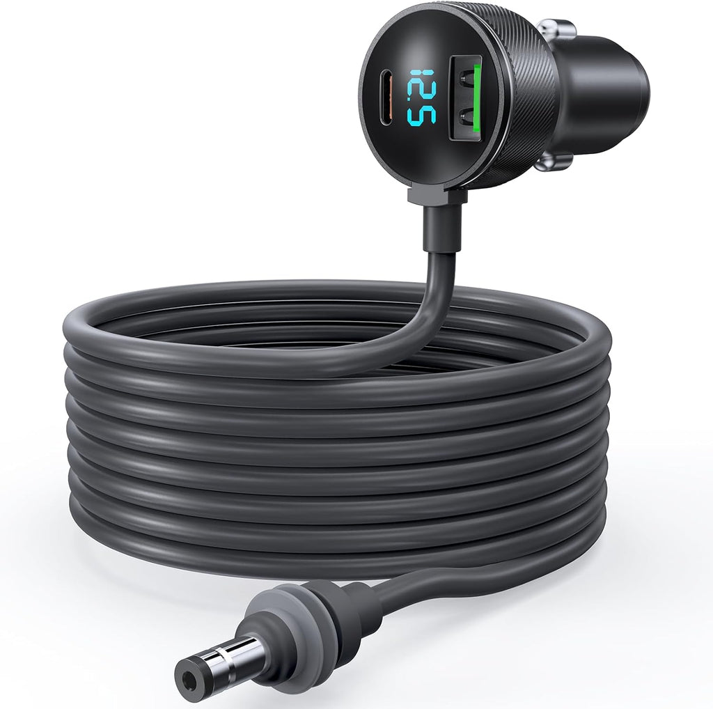 3-in-1 Starlink Mini Cable, Car Charger with Digital Display | 40W USB-C PD & 35W USB-A Ports | All-Weather Shielded Cable for RV, Truck, Boat (12V-48V) (9.8ft)