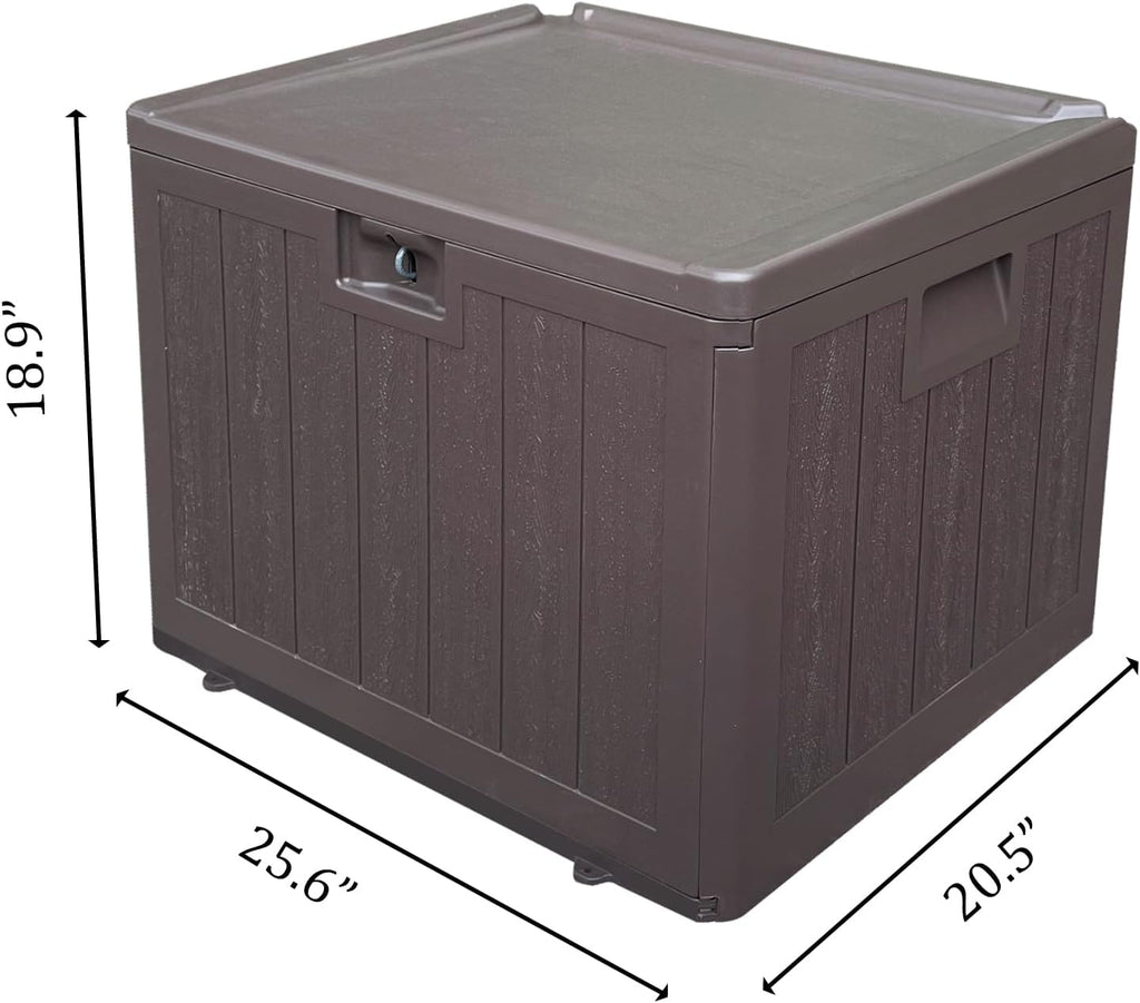 Premium Pro Edition 35 Gallon Lockable Resin Deck Box, Waterproof & UV-Resistant Outdoor Storage Box for Outdoor Storage, Garden Tools & Pool Accessories Storage, Brown