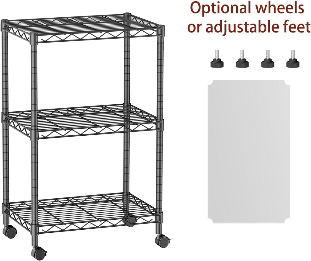 SINGAYE 3 Small Wire Shelves Kitchen Pantry Close Home Organizers and Storage Bathroom Shelf Laundry Room Organization Adjustable Book Metal Garage Shelving Unit