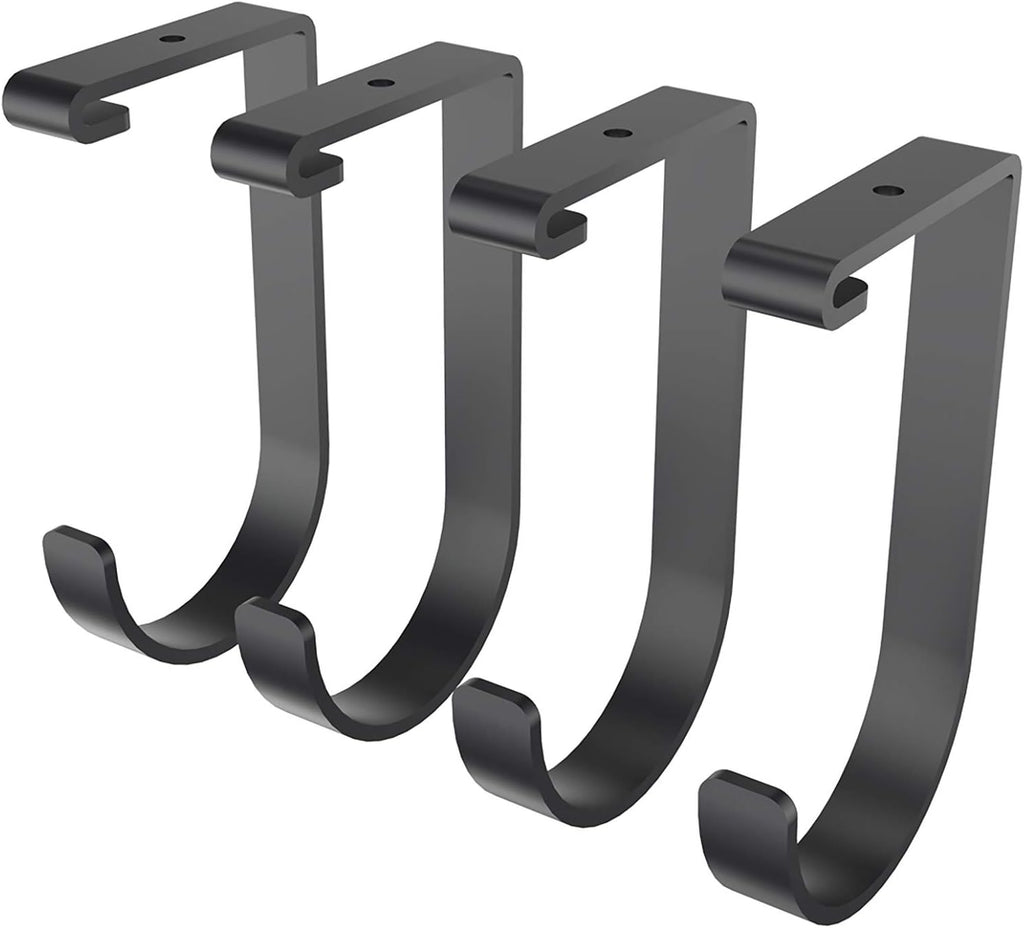FLEXIMOUNTS 4 Pack Add On Storage Flat Hook Accessory for Garage Ceiling Rack and Wall Shelving, Max Weight Capacity up to 50lbs, Black