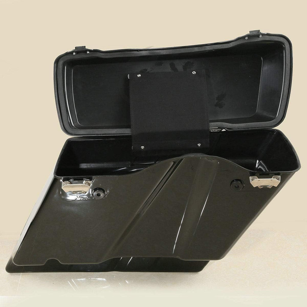 XFMT Hard Saddlebags + Chrome Conversion Brackets Compatible with HARLEY HD SOFTAIL MODEL 1986-2013