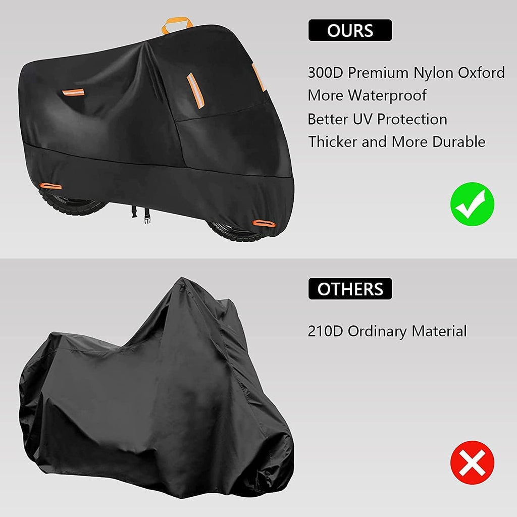 300D Oxford Heavy Duty Motorcycle Cover, Dirt Bike Cover, 86 inch L Compatible Sport Bikes Cruiser - Tear Proof Night Reflective Lock Holes Waterproof Impermeable Outdoor Protect (86 inch)