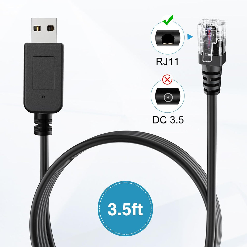 Radar Detector Cable, USB to RJ11 Plug,Replacement Radar Detectors Power Cable for Escort MAX 360 Unide R1 R3 R4 DFR8 DFR9 Passport 9500i Radenso XP Beltronics STI Radar Detectorr(RJ11-9.84ft)