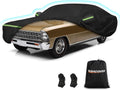 Waterproof Car Covers for Chevrolet II Nova/Nova SS 350/350 SC Sedan/Coupe 1962-1974,420D Oxford Cloth Sun Heat Protection Outdoor Full Covers with Driver Side Zipper Windproof Heavy Duty All Weather