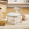 Low Rolling Stool with Wheels,Mini Rolling Garage Stool with Back Support,360° Rotating Floor-Friendly Wheels for Home, Office,Garage & Salon (Transparent White)