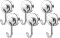 FINDMAG Strong Magnetic Hooks, 40lbs+ Magnetic Hooks Heavy Duty 2025 Cruise Ship Essentials, Strong Neodymium Magnet Hooks for Classroom, Home, Refrigerator, Locker Accessories, 6 Pack, Silver