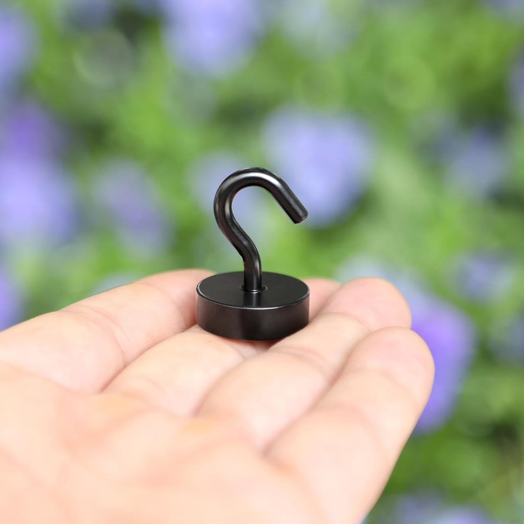 Neosmuk Magnetic Hooks, Cruise Ship Essentials, 40lb+ Heavy Duty Magnetic Hooks for Cruise Cabins, Refrigerator, Grill, Hanging, and Travel | Extra Strong Must-Haves Magnet Hook,Black,Pack of 10