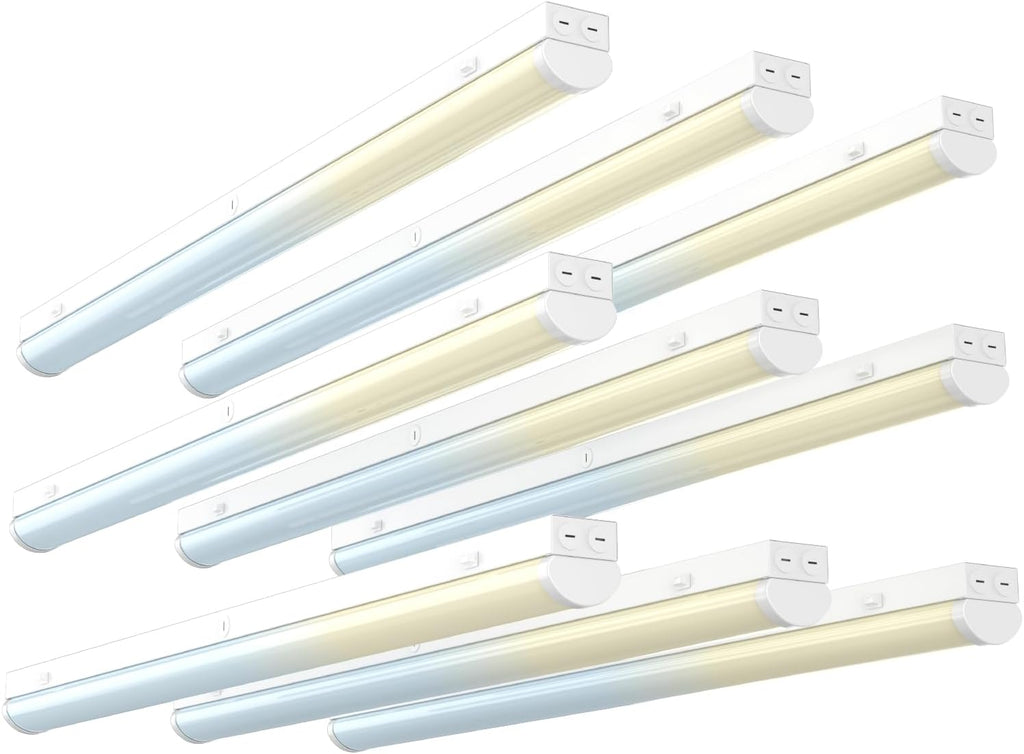 4FT LED Linear Strip Light, LED Shop Lights 40W/35W/30W Selectable,4 Color Selectable 3500K-6500K Adjustable,0-10V Dimmable Commercial Garage Office Ceiling Light Fixture, ETL DLC Listed (9 Pack)