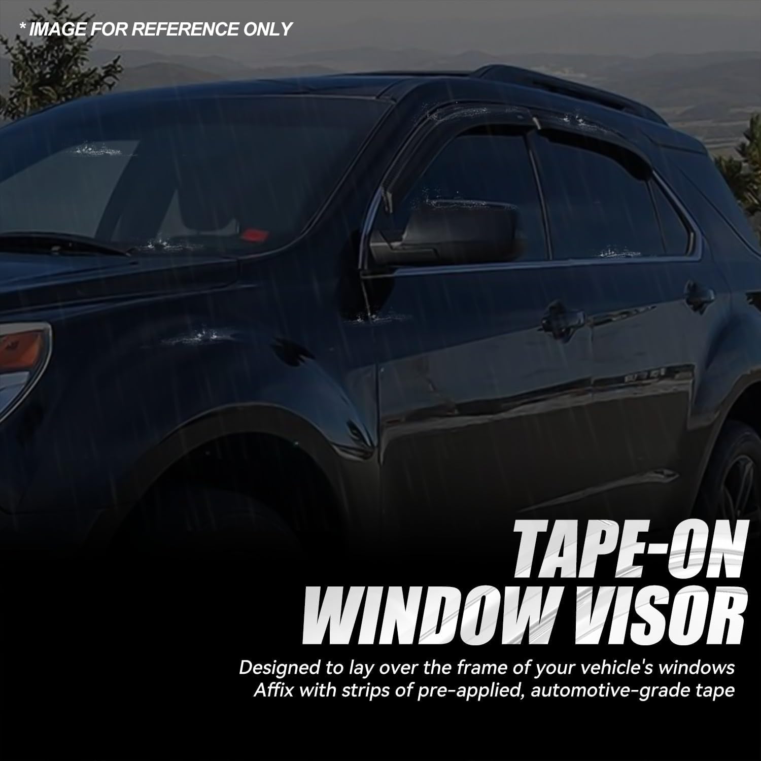 Auto Dynasty Set of 4 Carbon Fiber Pattern Window Visors Compatible 2010 2011 2012 2013 2014 2015 2016 2017 with Chevy Equinox, Tape-On Rain Guards Shield Vent Shade Deflector Glossy Black