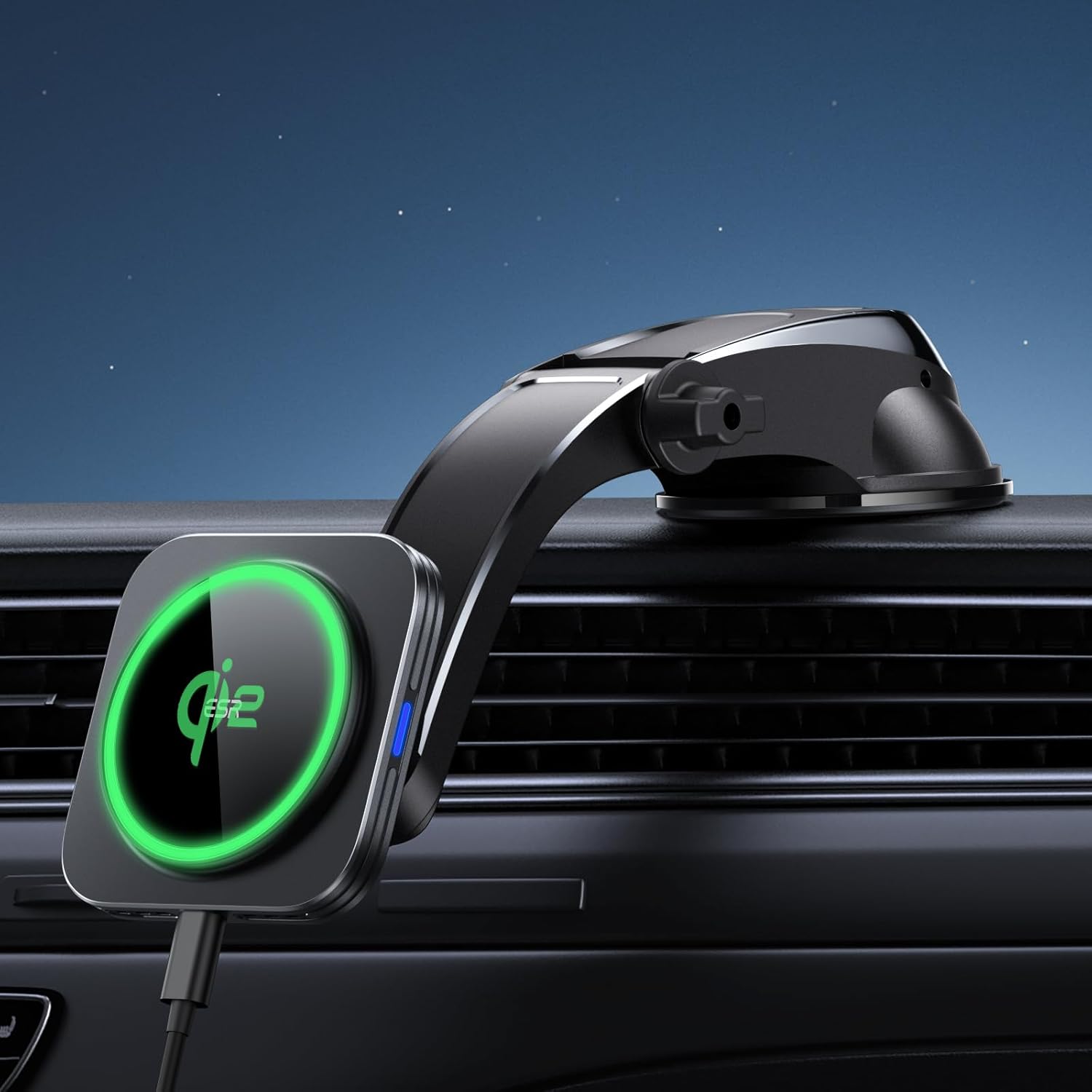 ESR for Qi2 15W MagSafe Car Mount Charger, Qi2-Certified MagSafe Car Charger, Dashboard Magnetic Wireless Charging Mount, for iPhone 16/15/14/13/12, Galaxy S25, Fast Charging, Car Accessories,Black