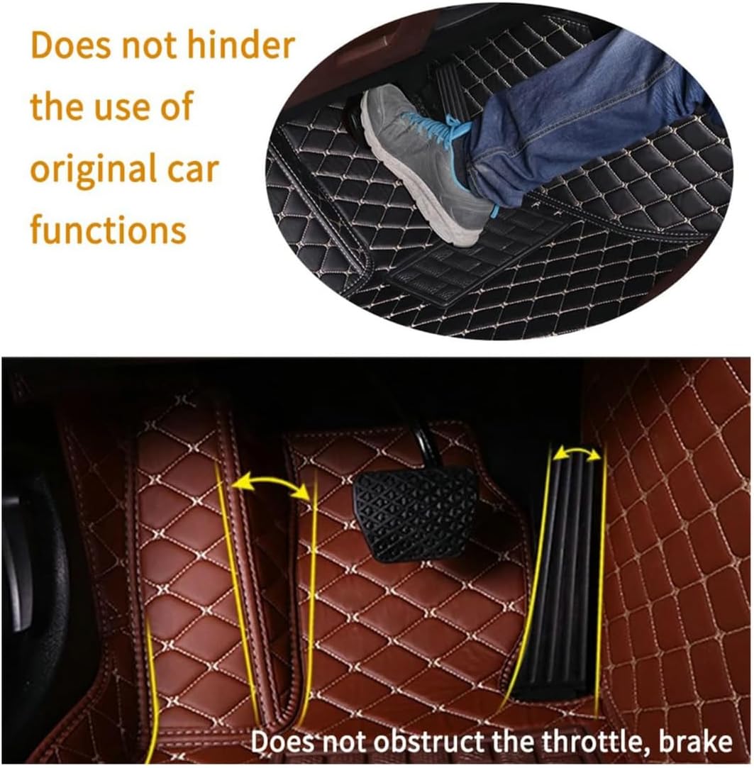 Custom Personalized Floor Mats for Cars，Luxury Full Coverage All Car Floor Mats，Anti-Slip Leather Car Mat Set ，Custom Floor Mats for 99% of Cars, Trucks & SUVs. (Red and Black Stripes)