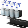 Therwen 2 Pcs 4 Holes All Purpose Steel Spray Bottle Holder Heavy Duty Can Holder Rack Organizer Easy Install Wall Mount Paint Spray Bottle Organizer Storage Rack for Garage Home Workspace(Black)