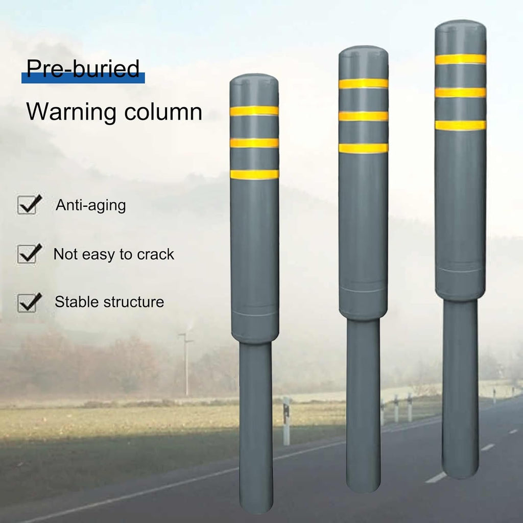 Metal Safety Bollard, Car Parking Protection Posts, Personal Garage Driveway Barrier, Crash Column Safety Warning Column, for Traffic Control(Gray (2PCS))