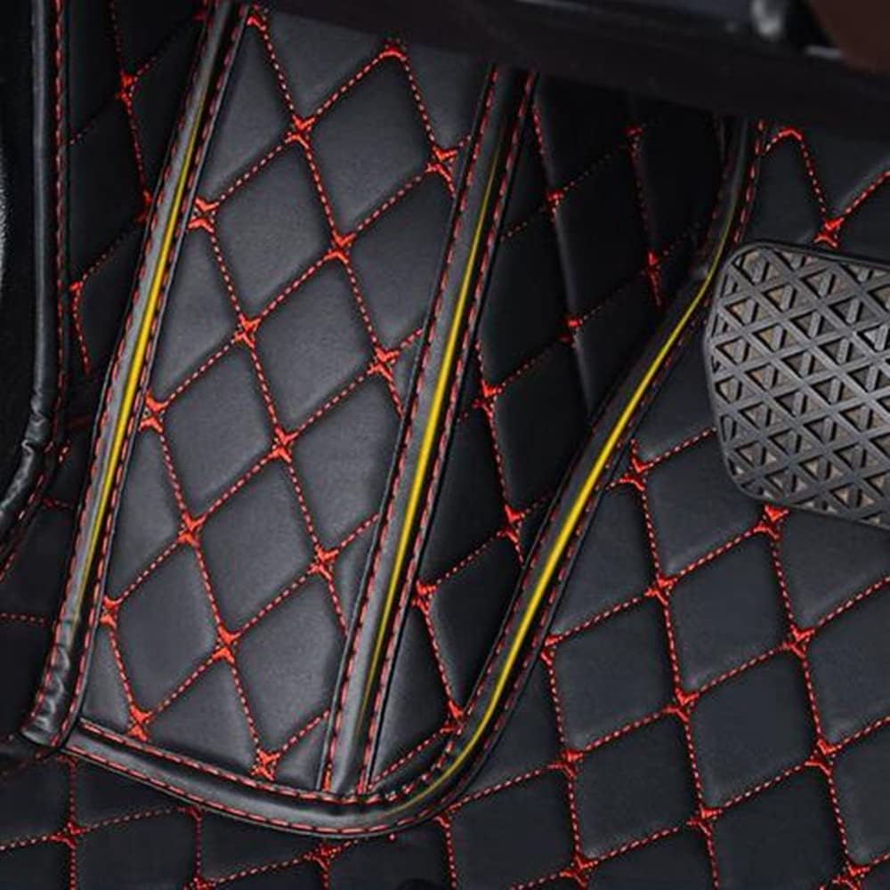 Custom All-Weather Protection Luxury Leather Floor Mats for Cars SUVs Trucks According Anti-Slip Leather Floor mats ﻿ (37, Red and Striped Red)