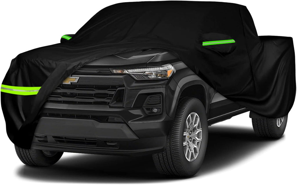 Waterproof Car Cover Compatible with Chevrolet Colorado Crew Cab Long Bed 6.1ft WT/LT/Z71/ZR2 2015-2025, 420D Oxford Cloth Car Cover with Zipper Door for Snow Rain Dust Hail Protection