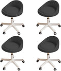 Rolling Stool Set of 4 Rolling Hydraulic Salon Stool with Low Backrest - Adjustable Swivel Chair for SPA, Shop, Salon, Massage, or Medical Office Black
