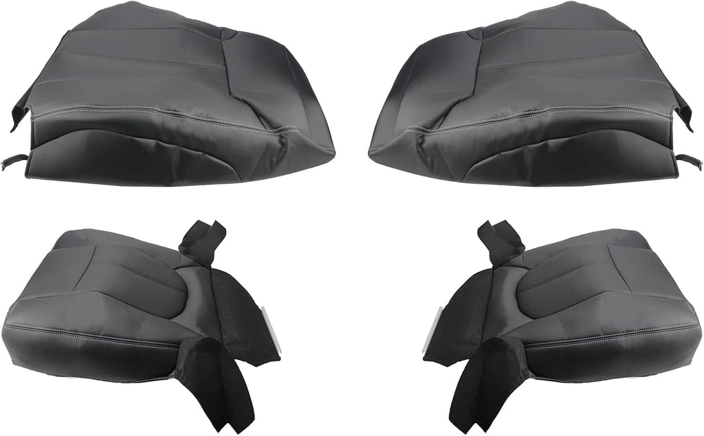AUTOKAY Car Seat Covers for Ford Ford F250 F350 F450 F550 11-16, 4 Pcs Waterproof Faux Leatherette Cushion Cover Front Bottom & Top Back Synthetic Leather Seat Cover Black