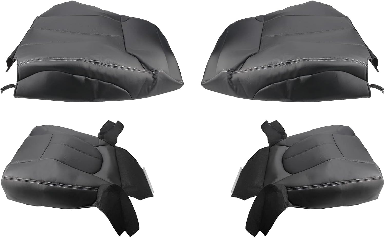AUTOKAY Car Seat Covers for Ford Ford F250 F350 F450 F550 11-16, 4 Pcs Waterproof Faux Leatherette Cushion Cover Front Bottom & Top Back Synthetic Leather Seat Cover Black