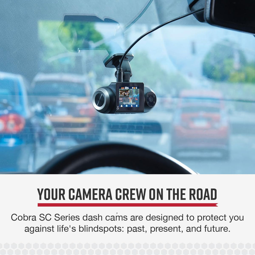 Cobra SC 201 Smart Dash Cam and 2.5A OBDII Port to Micro-USB Hardwire Kit: Front View Camera with Full HD 1080P Resolution, Built-in WiFi & GPS, Live Alerts Through Drive Smarter App