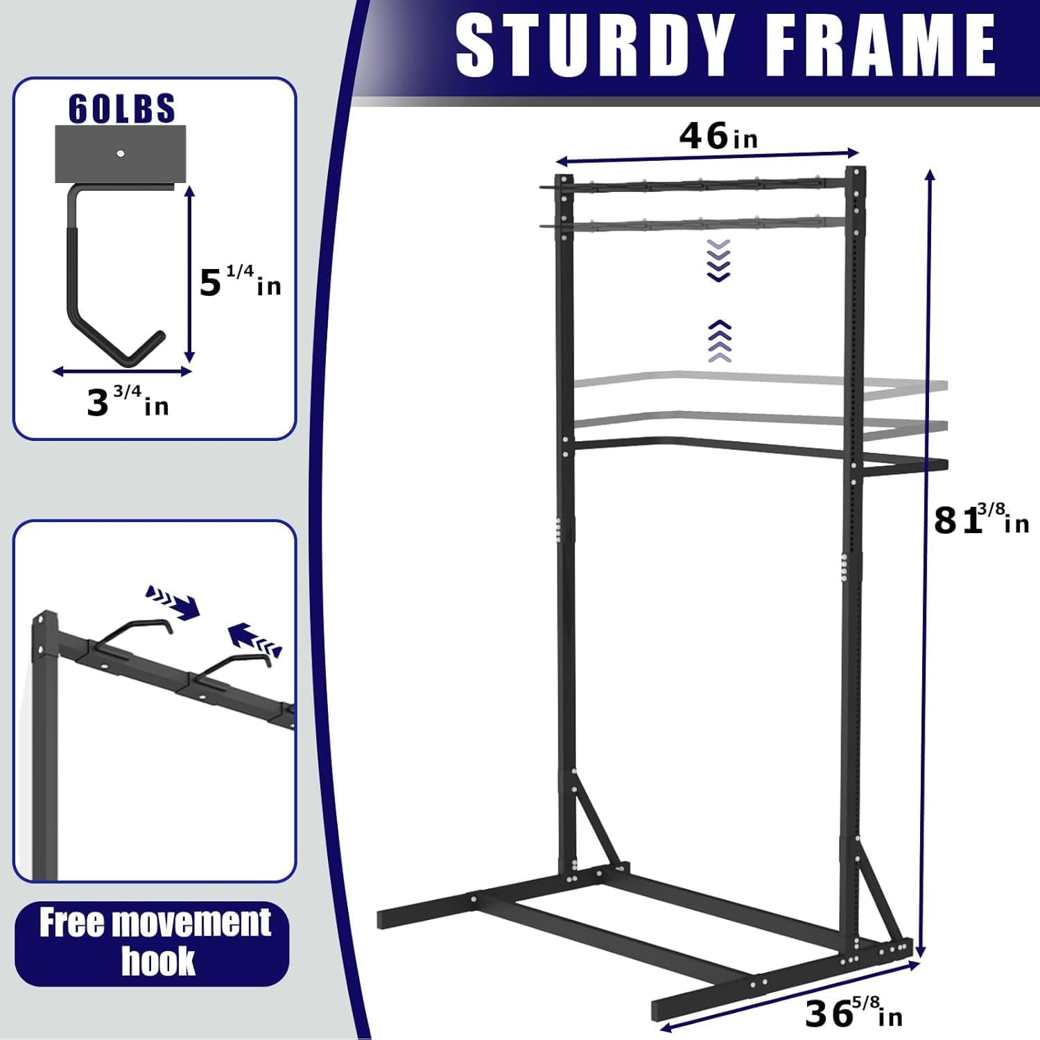 Freestanding Bike Storage Rack, Vertical Bike Holder Holds Up to 5 Bikes, Durable Solid Steel Bicycle Stand for Indoor Garage