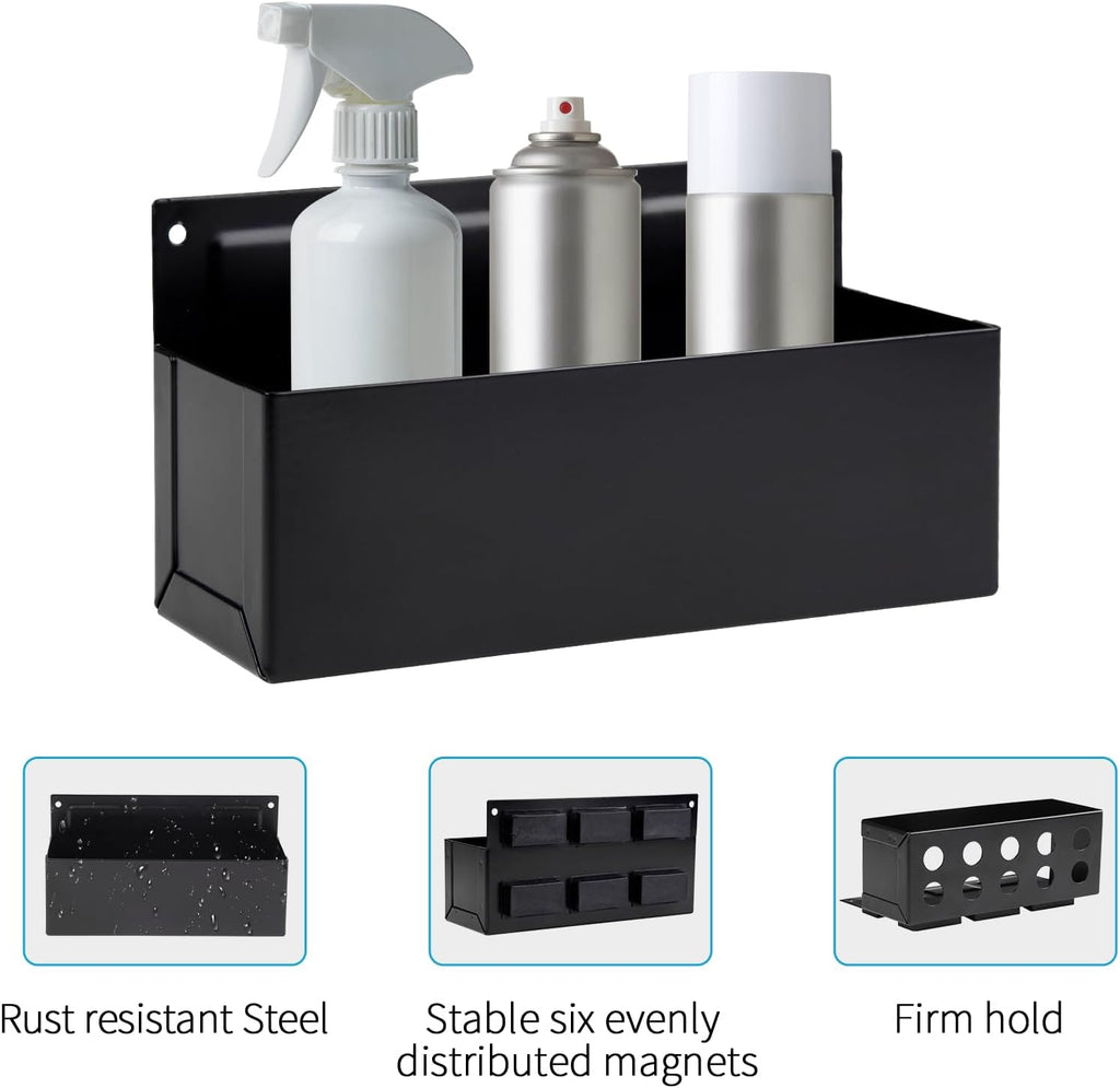 Magnetic Aerosol Spray Can Holder, Magnet Toolbox Bottle Holder, Tool Box Storage Rack for Garage and Home, Craft Workspace, Mechanic Paint Bottle Can Organizer, Black, 3"x8.3"