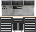 JZD Garage Tool Storage Cabinet System, Included Pegboard Back Panel, No Wall Mounting Needed, for Machine Shop Production Area