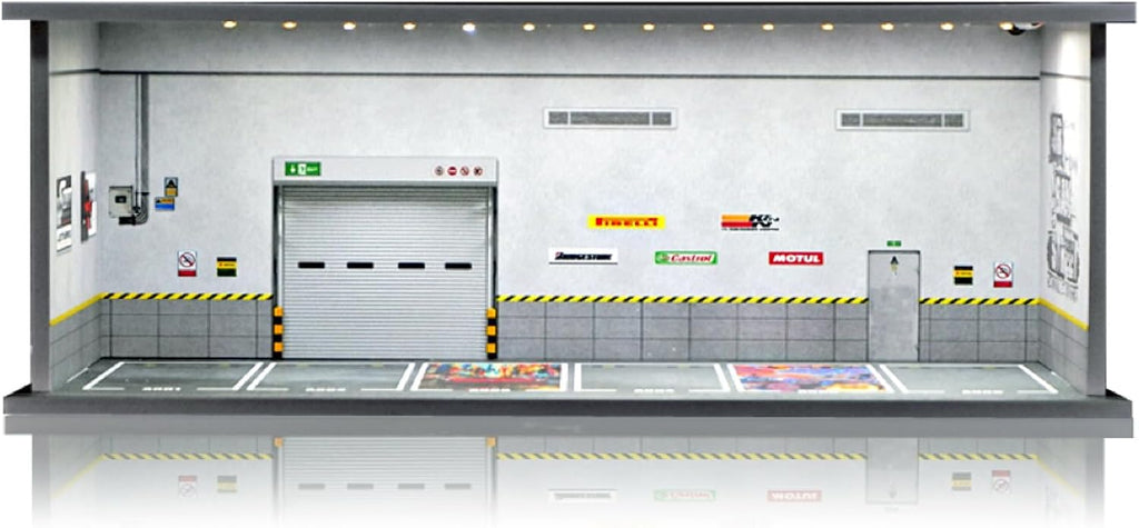 Display Case for Hot Wheels: Stackable Parking Garage for 1/64 Scale Matchbox Toy Car, Foamboard Storage for Monster Trucks with LED Light and Acrylic Cover, Depot