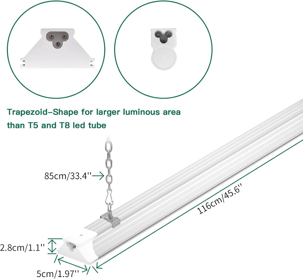 6 Pack LED Shop Light 4FT 60W, 8700LM Linkable Utility Garage Lights 5000K Daylight White Hanging/Mounted, Super Bright Under Cabinet Light