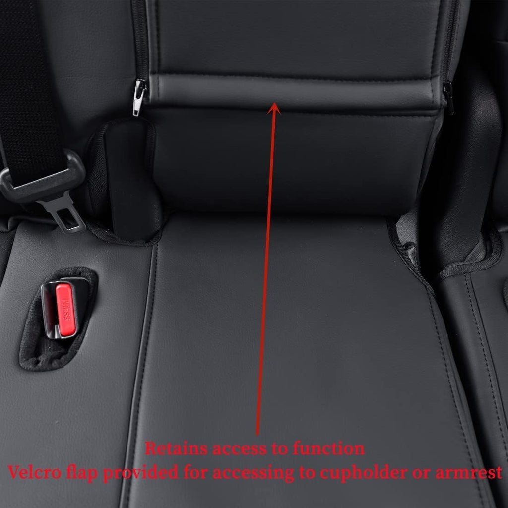 coverdream Custom Fit Camry Car Seat Covers for 2025 Toyota Camry LE,SE,Full Coverage Waterproof Leather Seat Protector(Full Set,Black/Red)