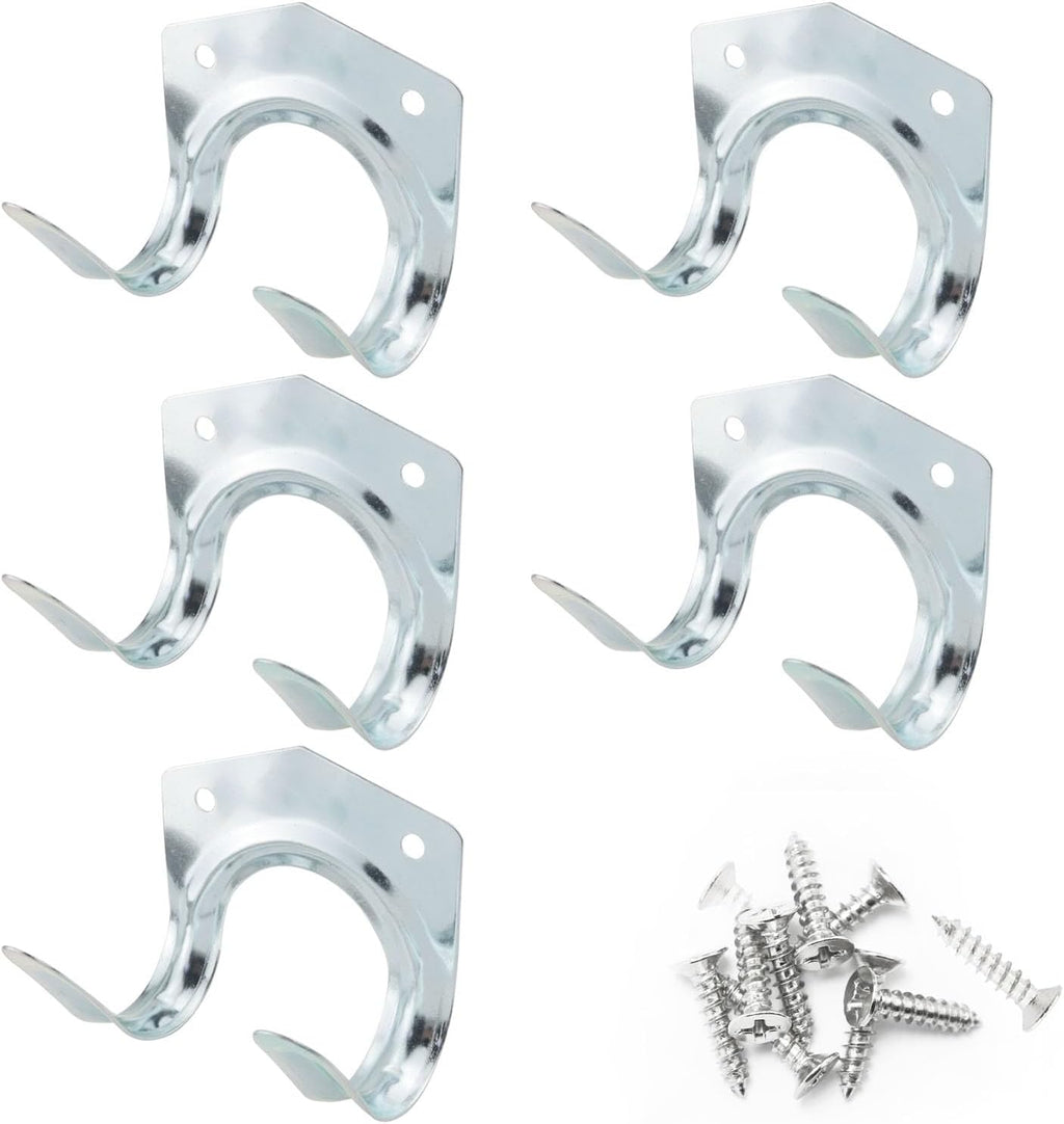 5PCS Garage Hooks Tool Organizer Wall Mounted Double Tool Hanger Hooks Set for Garage Shed Hanging Bracket Garden Tools