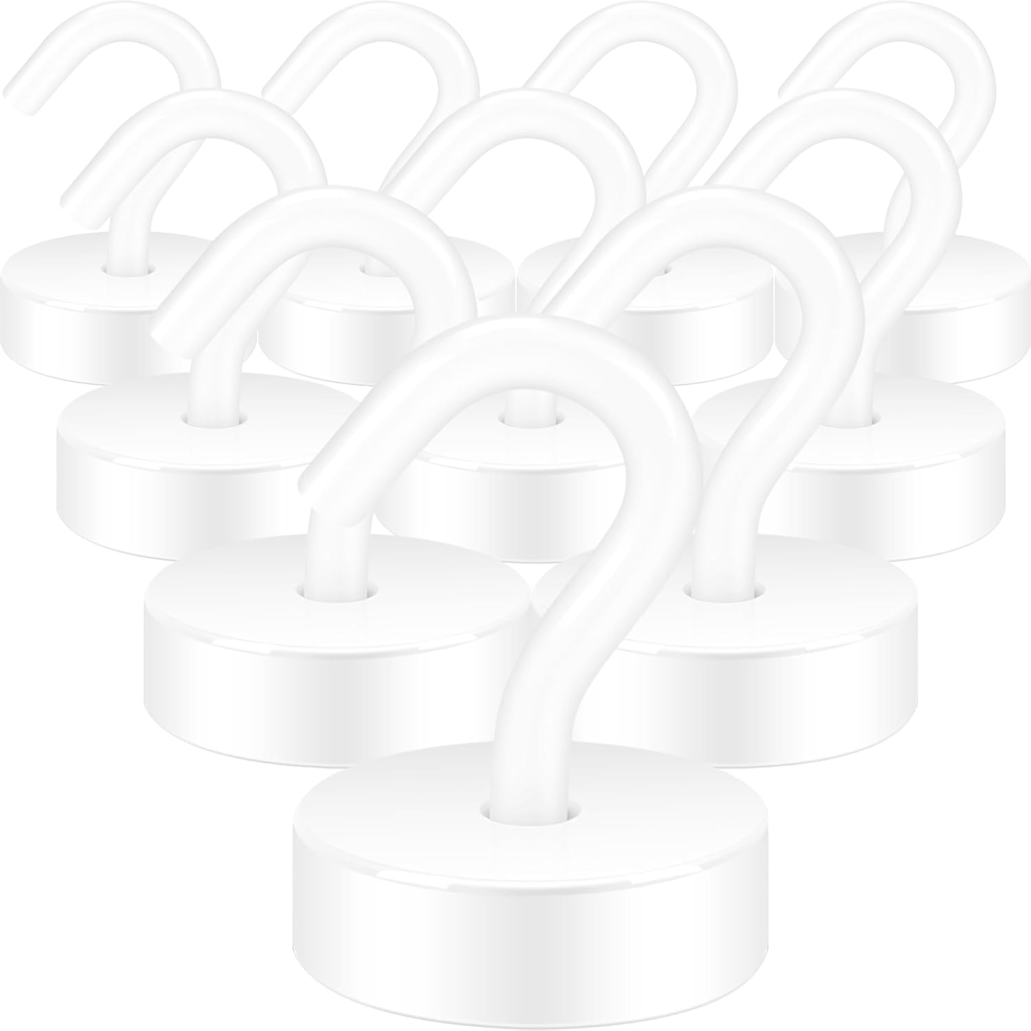 Neosmuk Magnetic Hooks, Cruise Ship Essentials, 40lb+ Heavy Duty Magnetic Hooks for Cruise Cabins, Refrigerator, Grill, Hanging, and Travel | Extra Strong Must-Haves Magnet Hook,White,Pack of 10