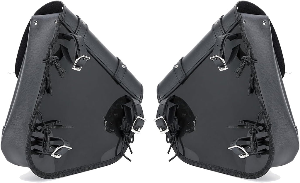 Gargoyle Bells Solo Swing Arm Bags - PVC Waterproof Motorcycle Luggage for Sportster Softail (Right + Left, Black)