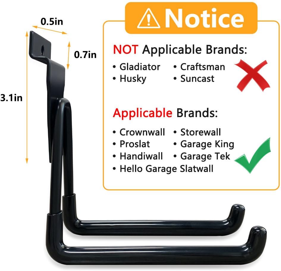 Slatwall Hooks Heavy Duty Slat Wall Accessories Garage Small U Hooks and Hangers for Garage Organizers, Black(10 Pack)