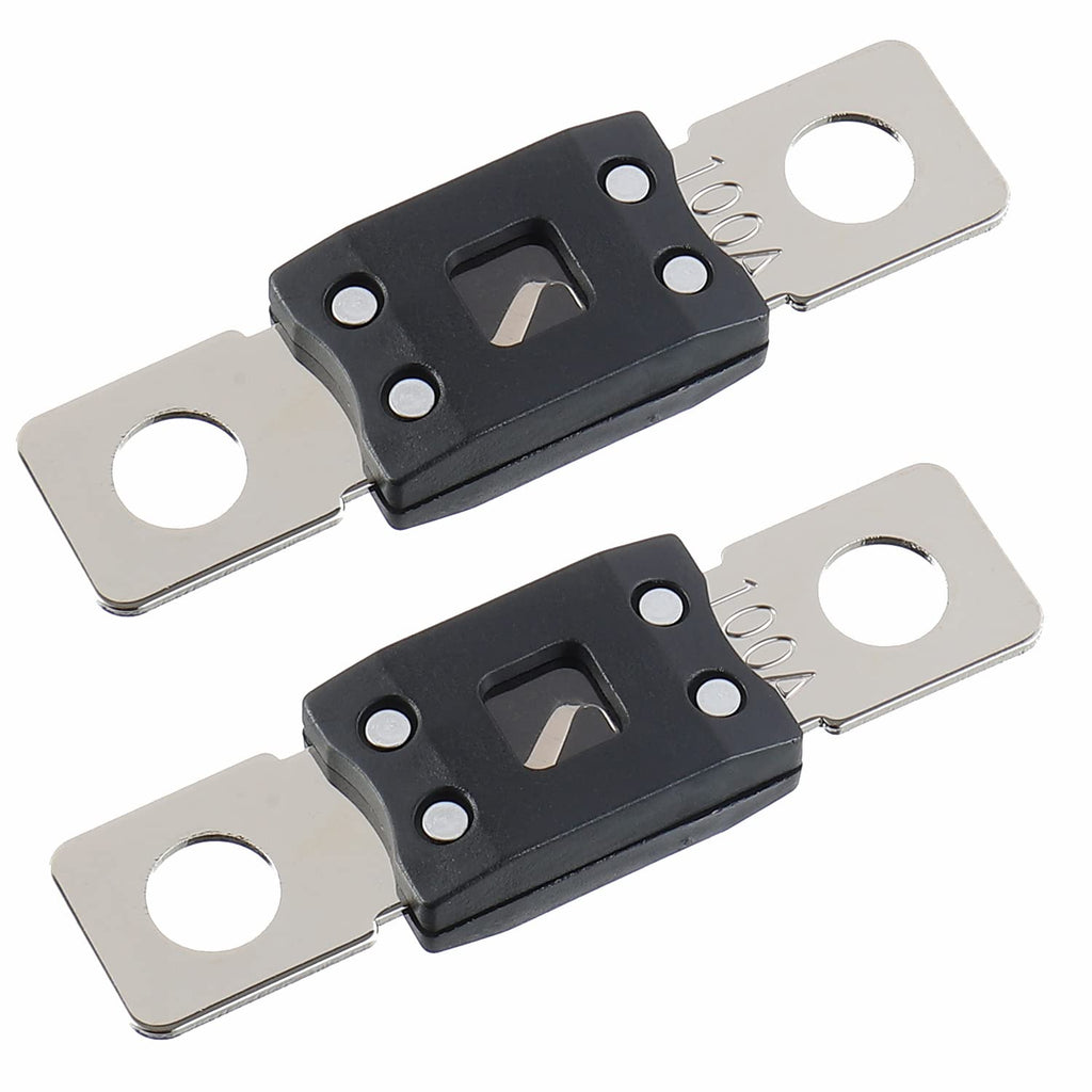 100A MEGA High Current Fuse - 100 Amp Bolt-on Fuse for Cars, Trucks, Construction Vehicles, Buses, Caravans (2 Pcs)