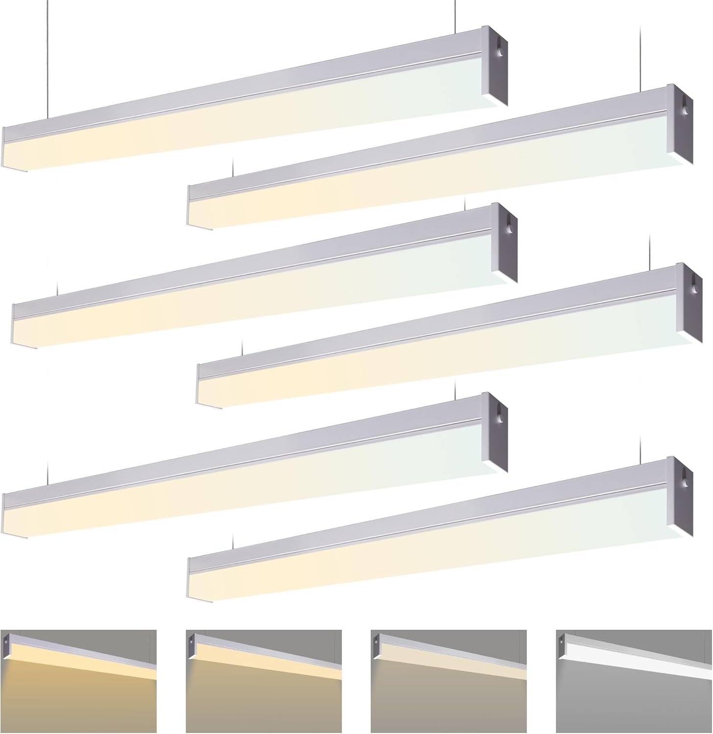 6PK 4FT LED Shop Light，Led Garage Ceiling Lights, LED Workbench Light，LED Wraparound Light Fixture,Hanging or Suface Mount,Office Ceiling Light for Garage, Office, Kitchen